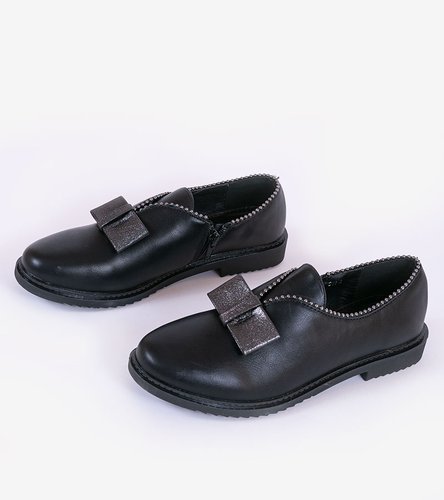 Černé nazouvací boty s mašlí 239-2