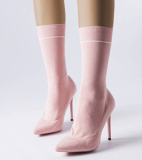 Růžové ponožkové boty Pelletier na jehlovém podpatku